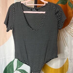 Lulu's Black and White Striped Women's Top